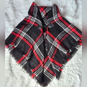 Plaid Poncho with Toggle Closure